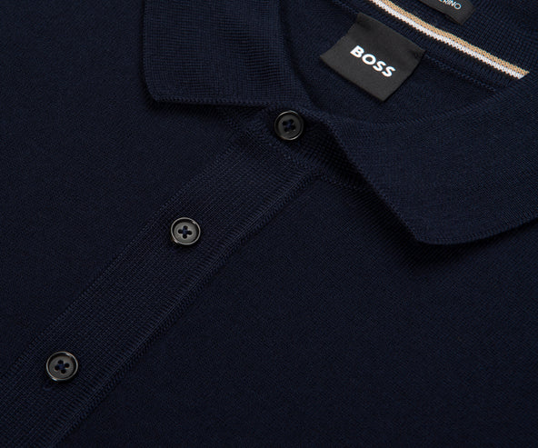 Boss H Nolano Navy Knitted SS Polo