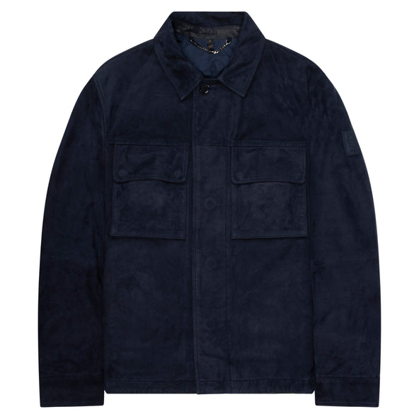 Belstaff Dark Ink Waymark Flyweight Suede Overshirt