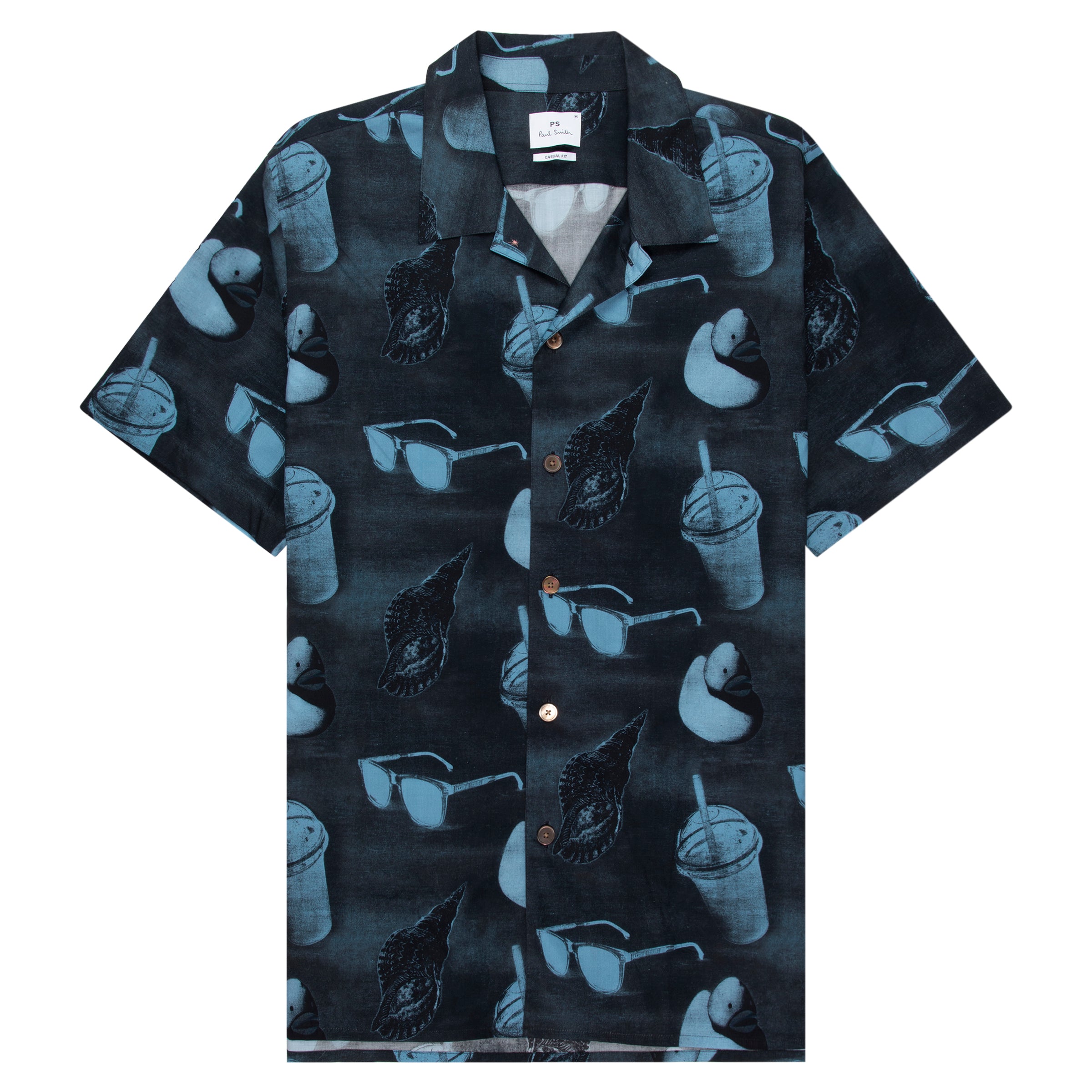 Paul Smith Navy Sunbleached Snaps Poplin Shirt