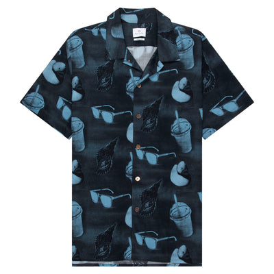 Paul Smith Navy Sunbleached Snaps Poplin Shirt