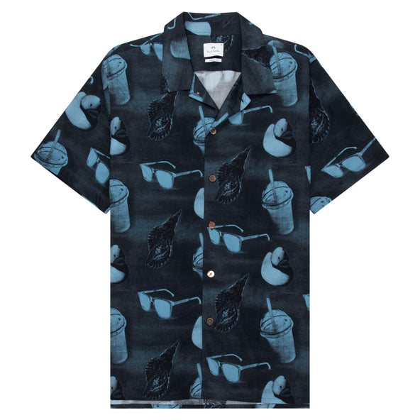 Paul Smith Navy Sunbleached Snaps Poplin Shirt