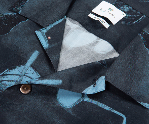 Paul Smith Navy Sunbleached Snaps Poplin SS Shirt