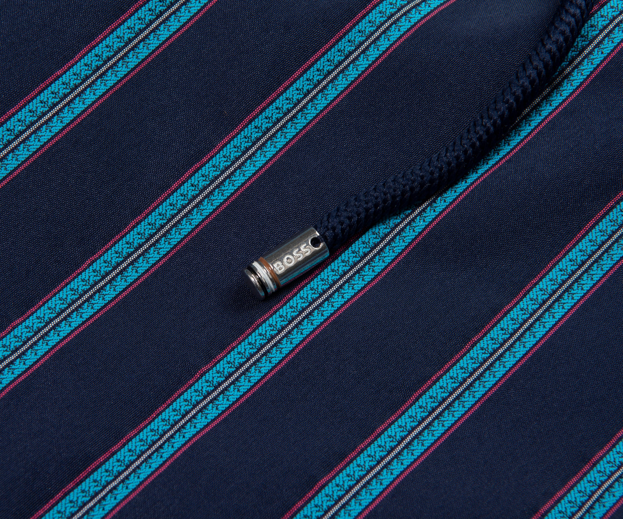 Boss Navy Sautner Pink Stripe Swim Shorts