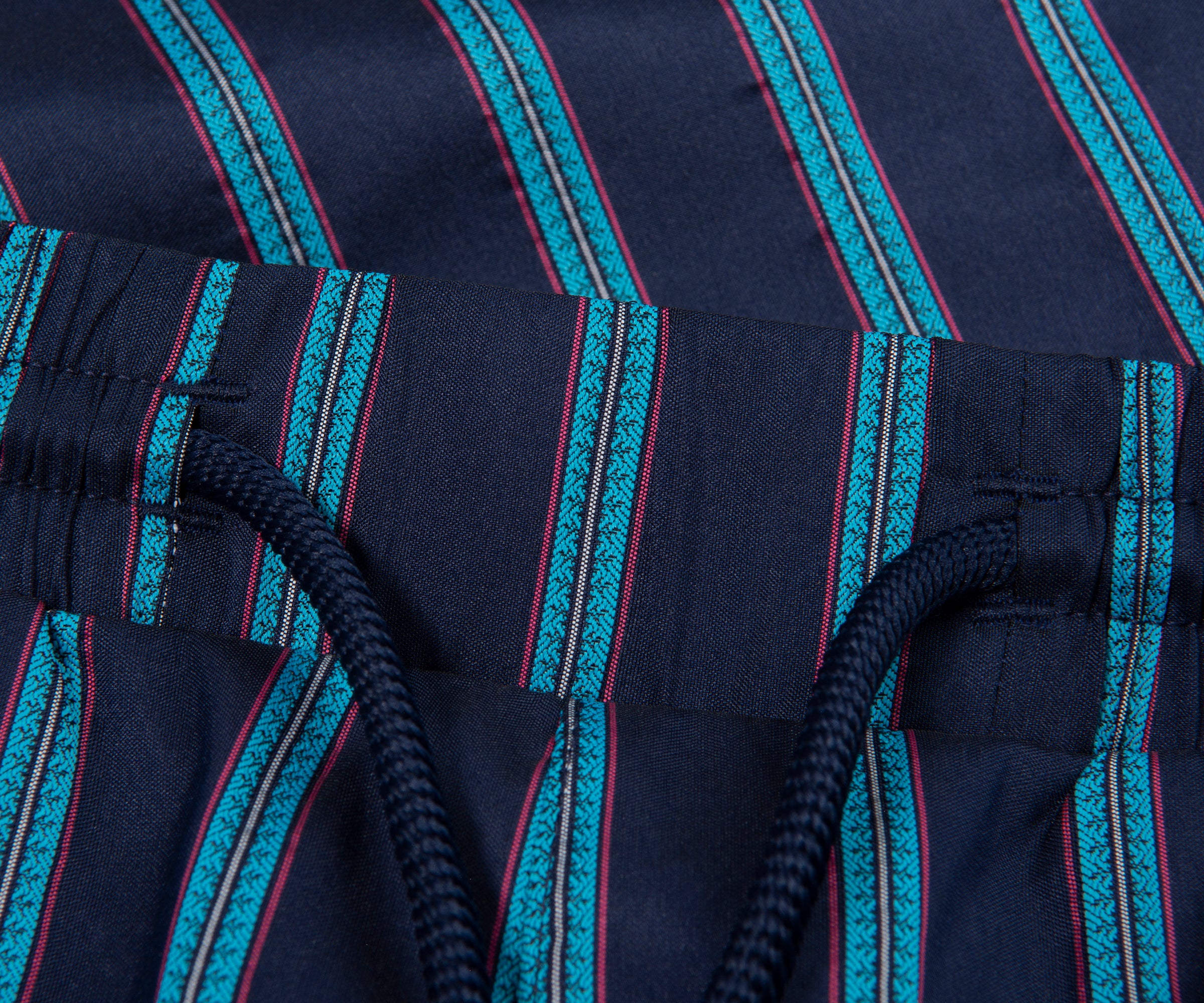 Boss Navy Sautner Pink Stripe Swim Shorts