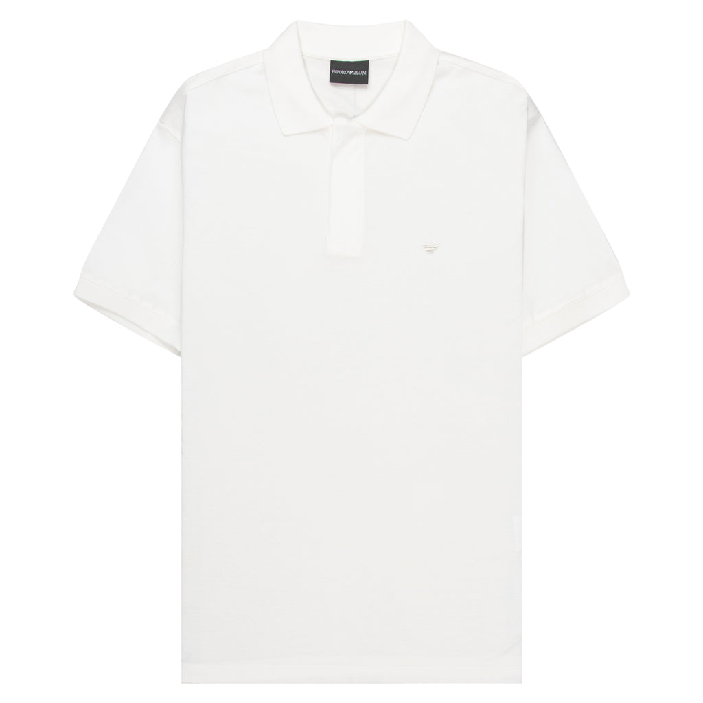 Armani White Travel Essential Zip Polo