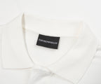 Armani White Travel Essential Zip Polo