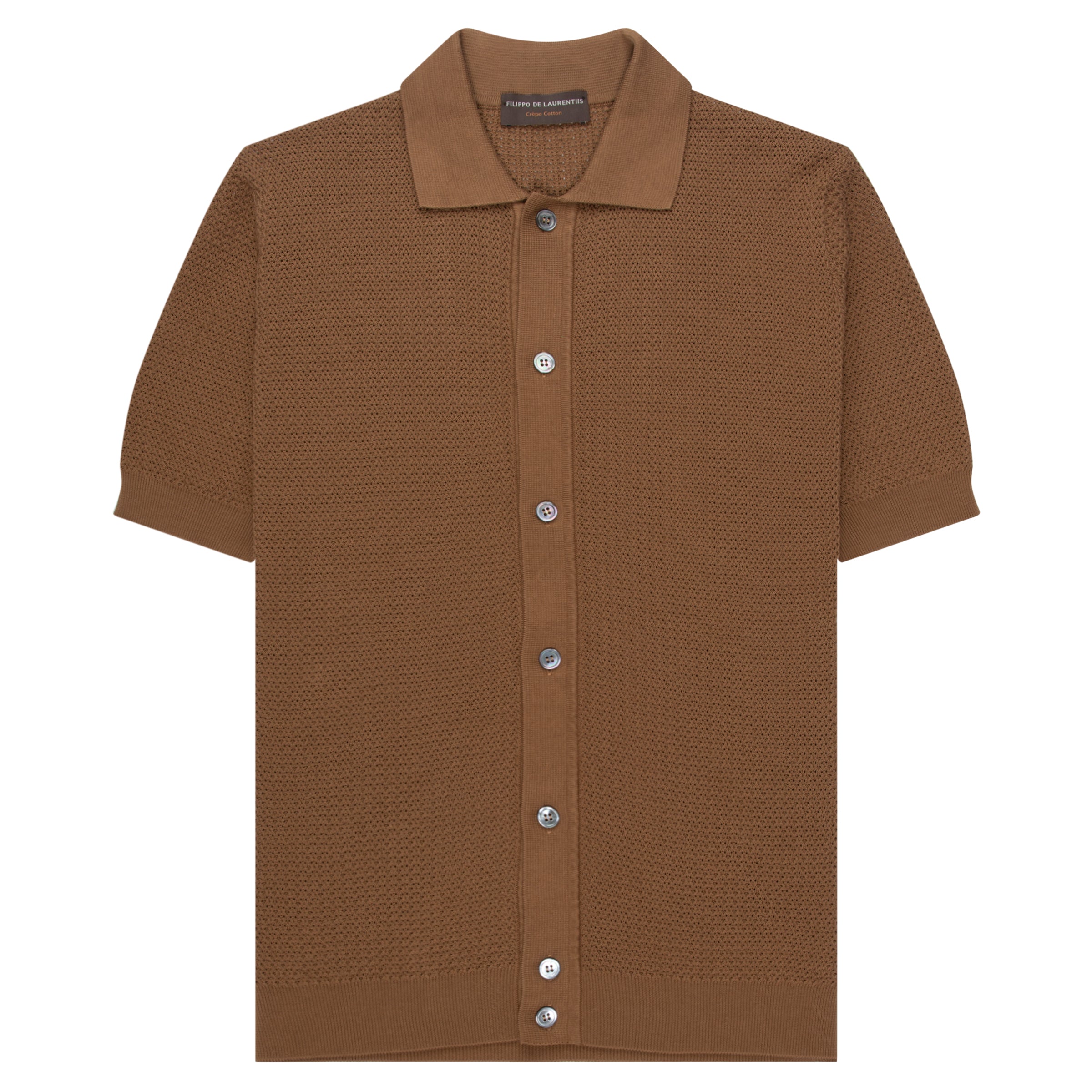 Filippo Rust Woven Full Button Polo
