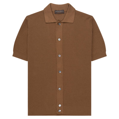 Filippo Rust Woven Full Button Polo