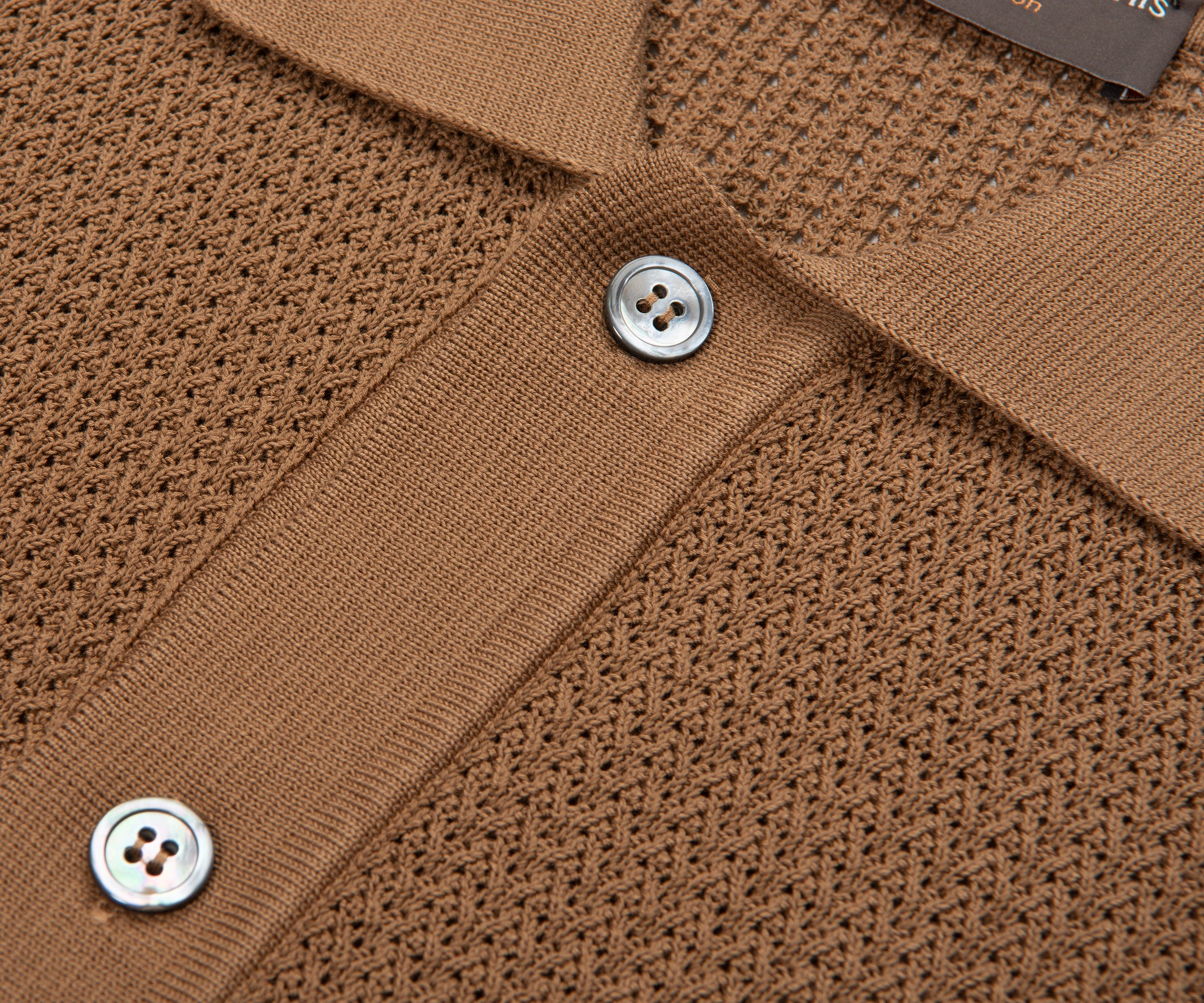 Filippo Rust Woven Full Button Polo