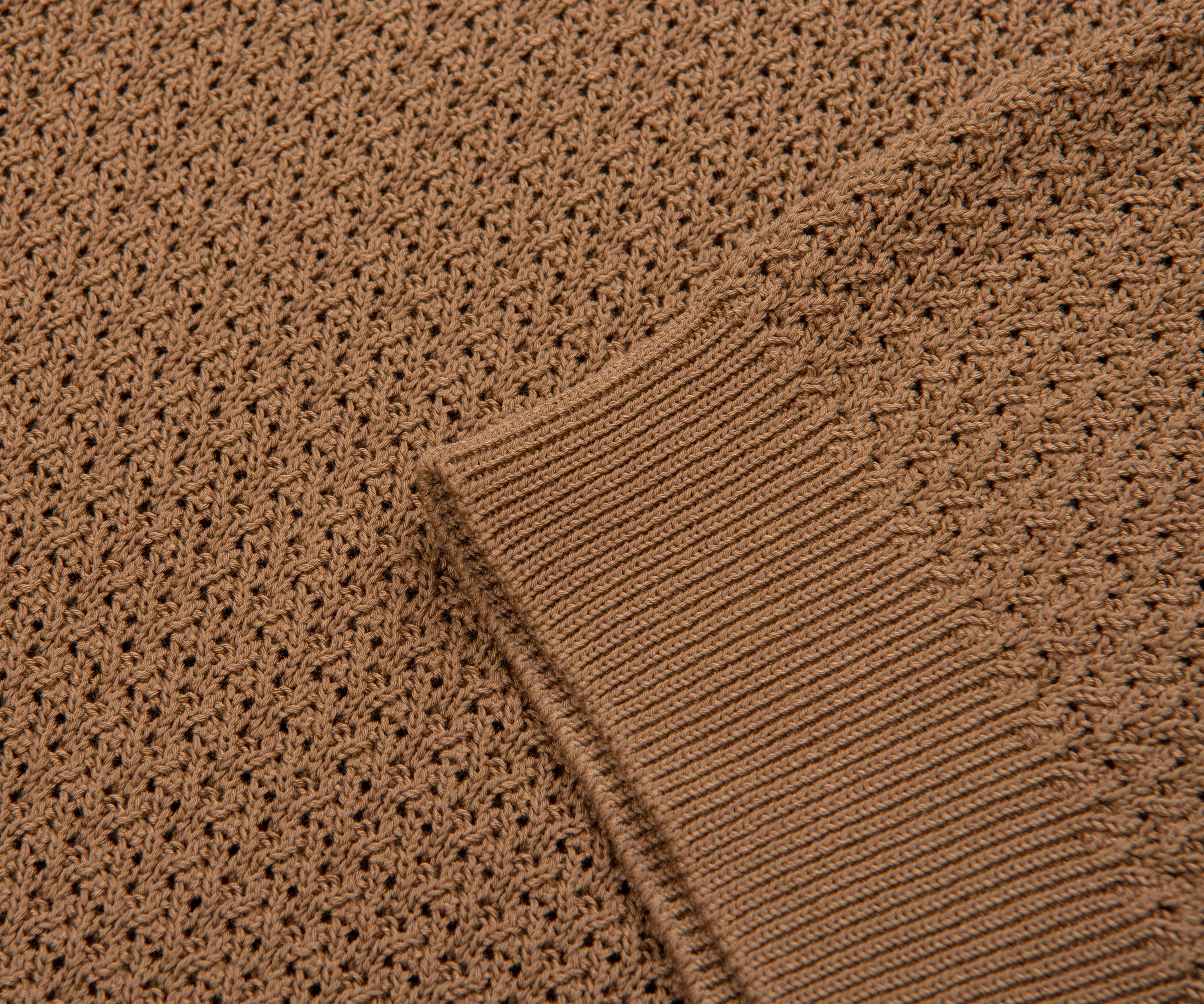 Filippo Rust Woven Full Button Polo