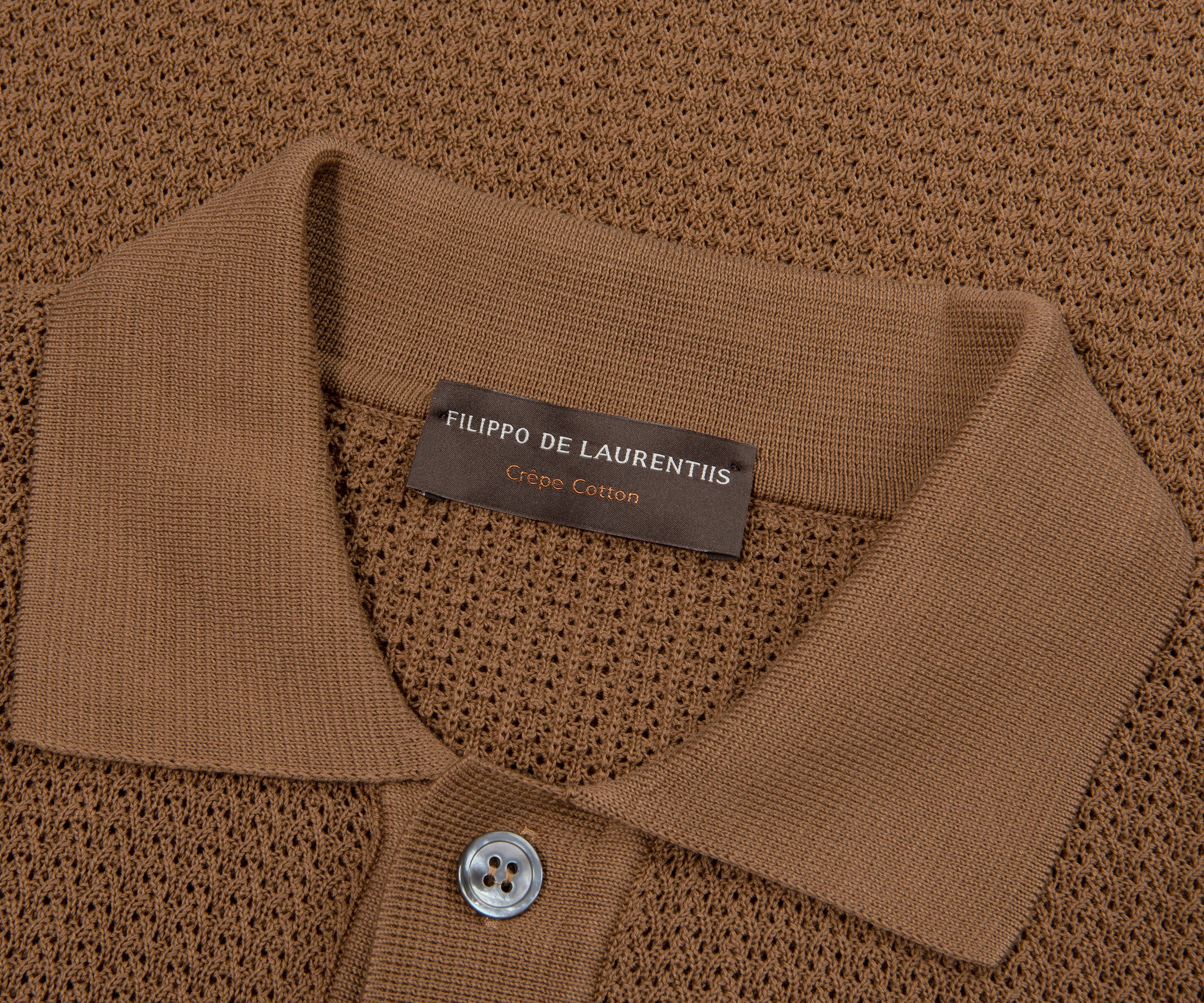 Filippo Rust Woven Full Button Polo