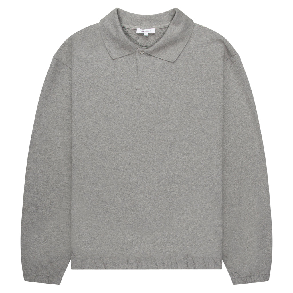 Norse Projects Grey Sylane Relaxed Light Pile Jersey Polo