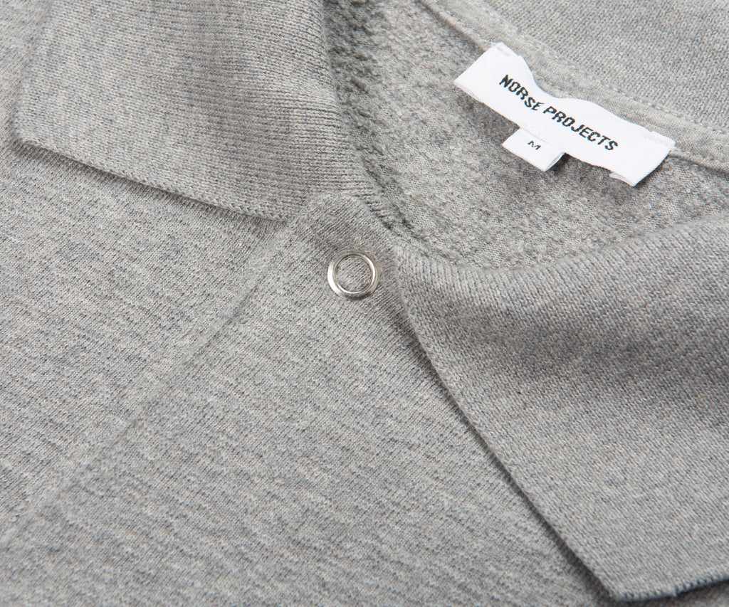 Norse Projects Grey Sylane Relaxed Light Pile Jersey Polo