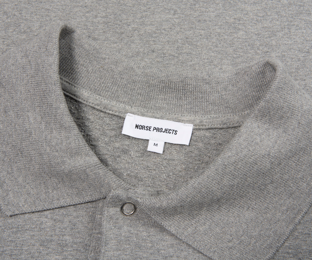 Norse Projects Grey Sylane Relaxed Light Pile Jersey Polo