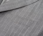 Canali Grey Fine Stripe Wool Silk Linen Suit