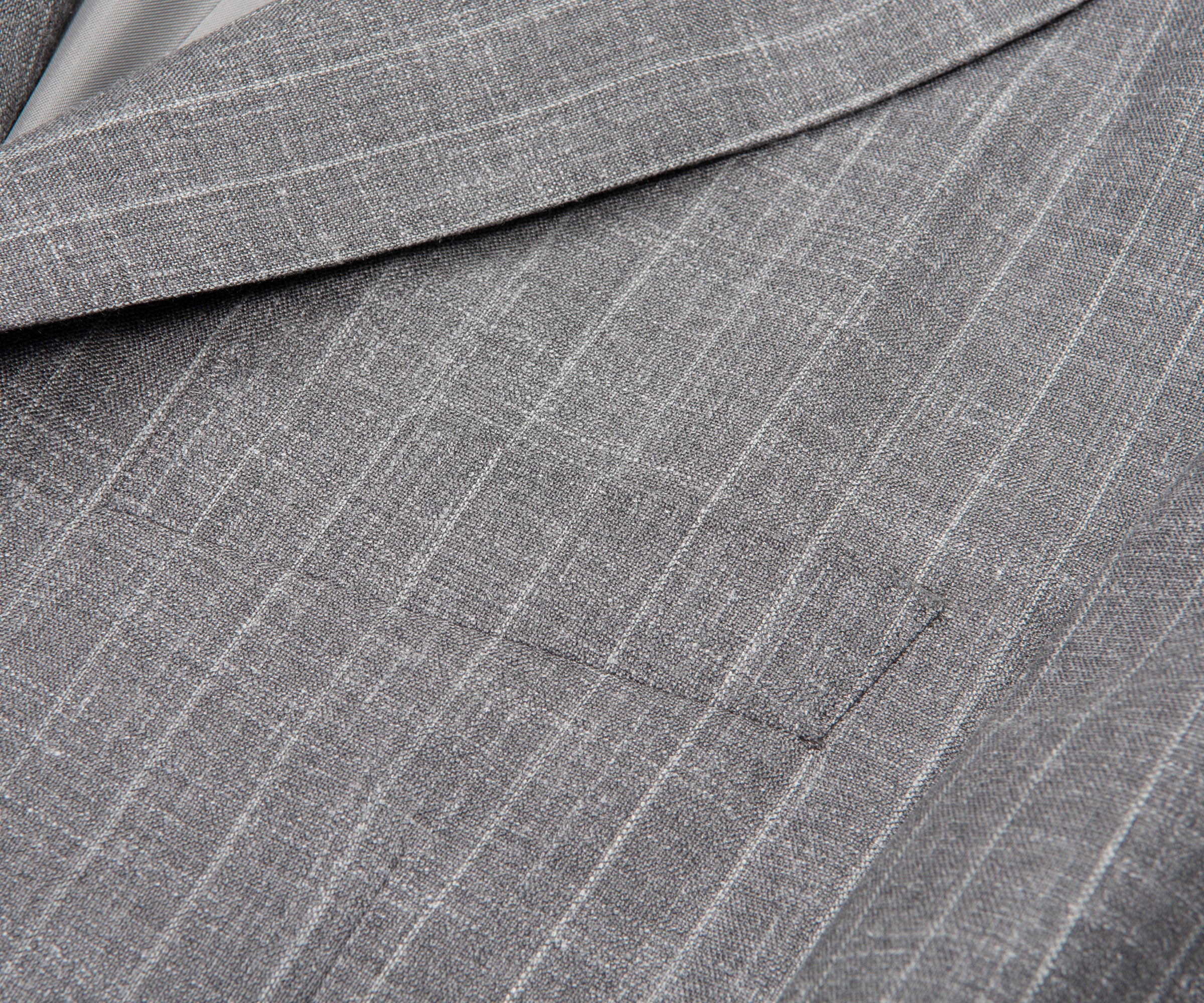 Canali Grey Fine Stripe Wool Silk Linen Suit