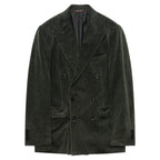 Canali Double Breasted Corduroy Suit Green