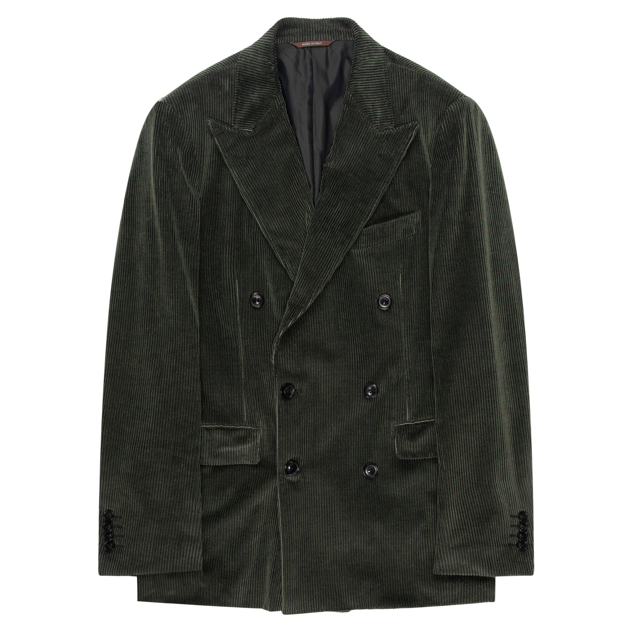 Canali Double Breasted Corduroy Suit Green