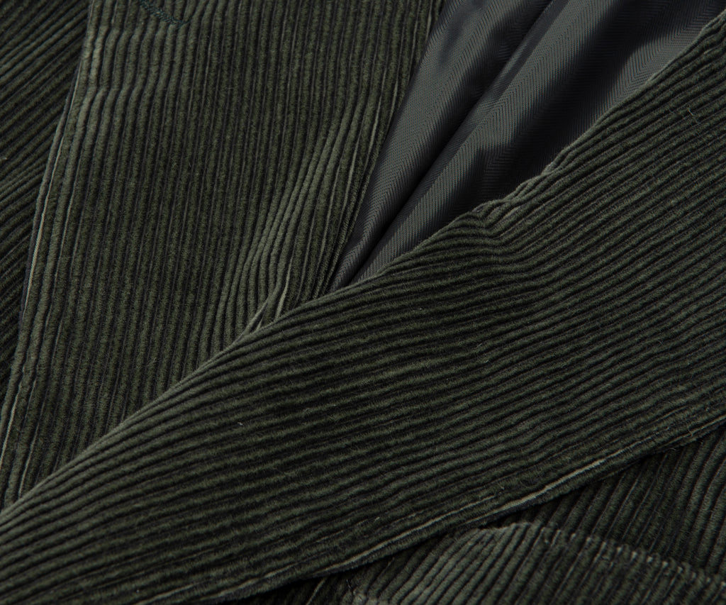 Canali Double Breasted Corduroy Suit Green