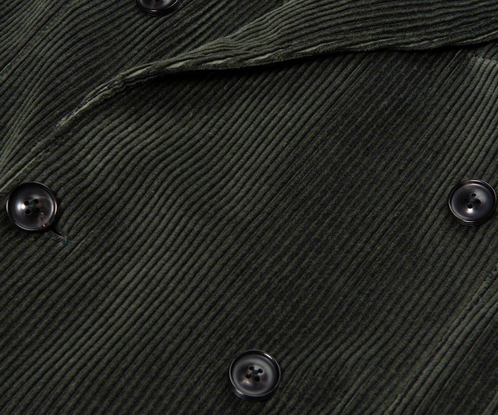 Canali Double Breasted Corduroy Suit Green