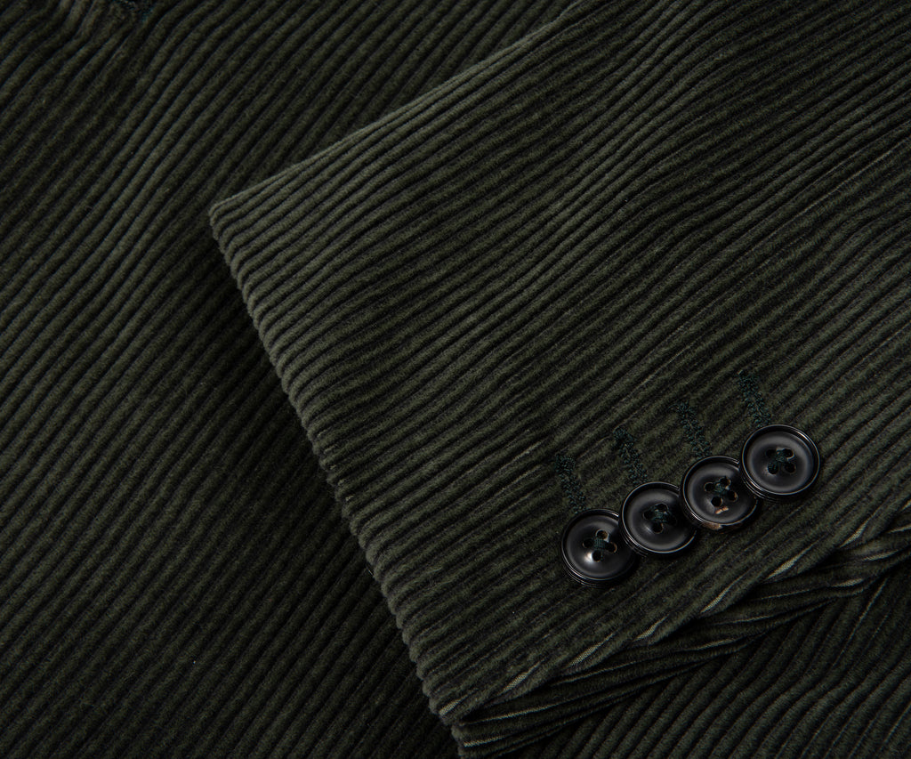 Canali Double Breasted Corduroy Suit Green