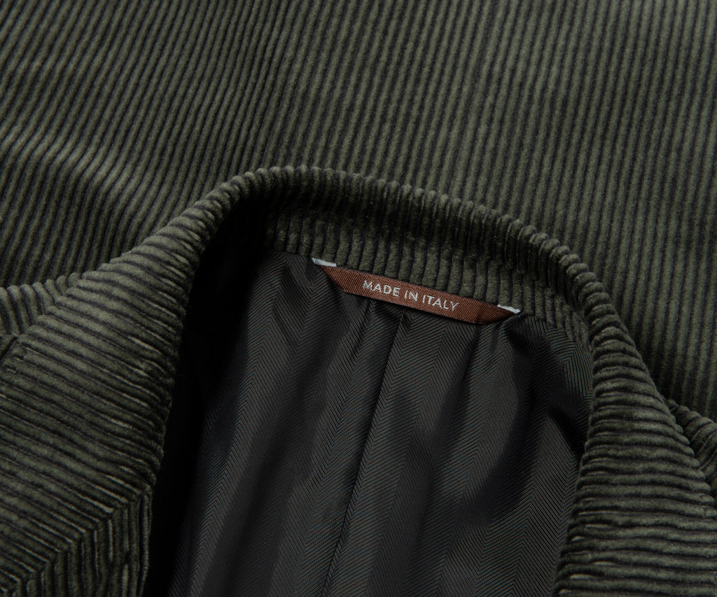 Canali Double Breasted Corduroy Suit Green