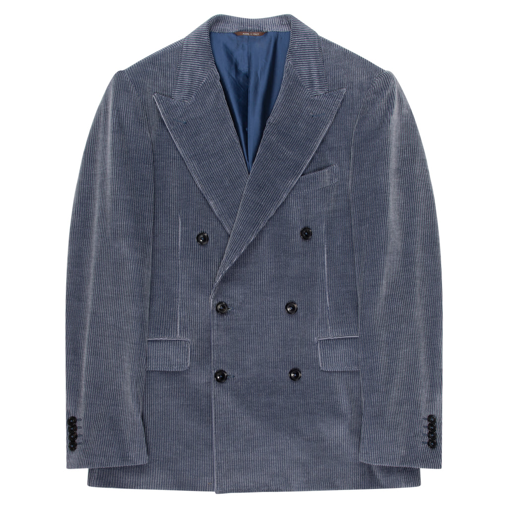 Canali Double Breasted Corduroy Suit Blue