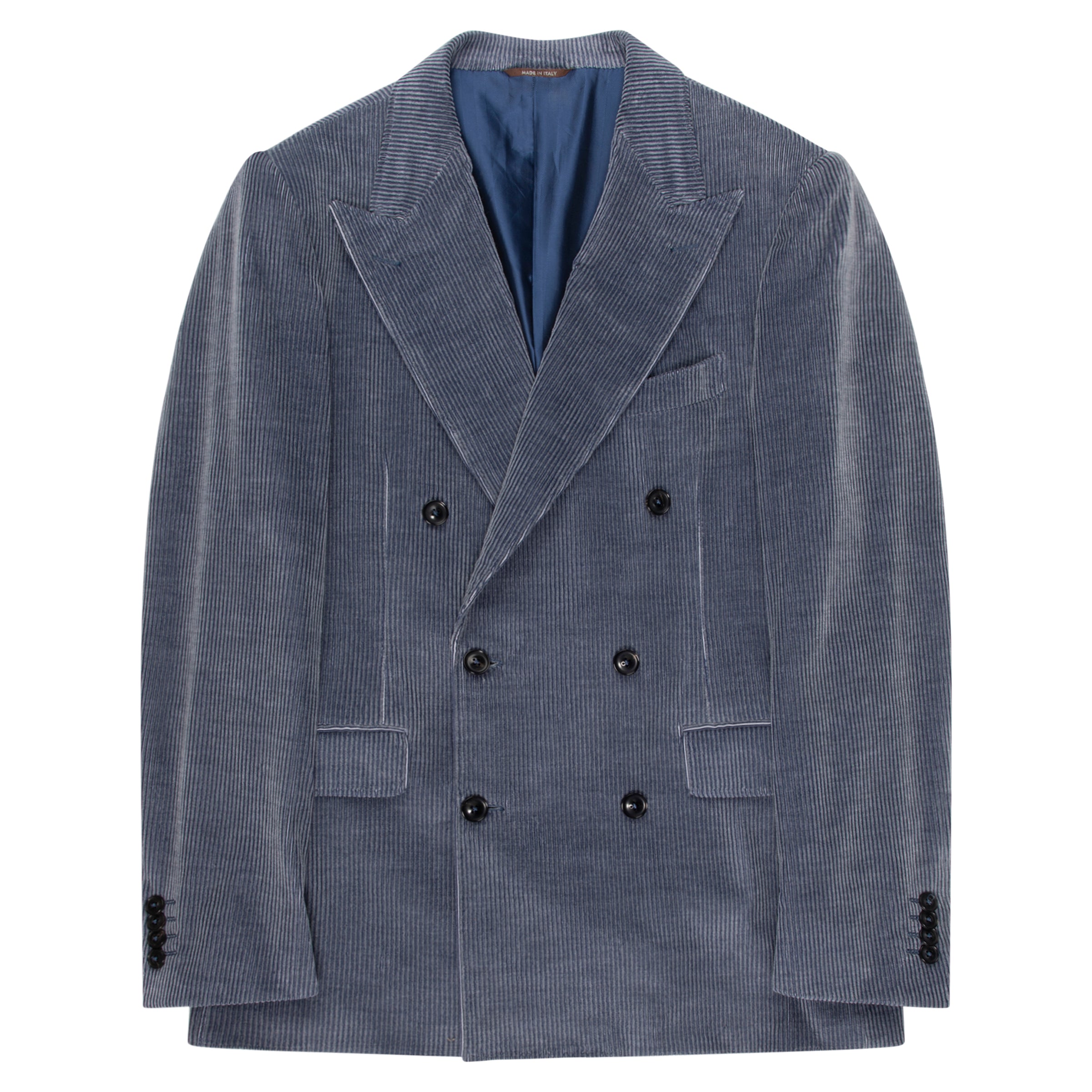 Canali Double Breasted Corduroy Suit Blue
