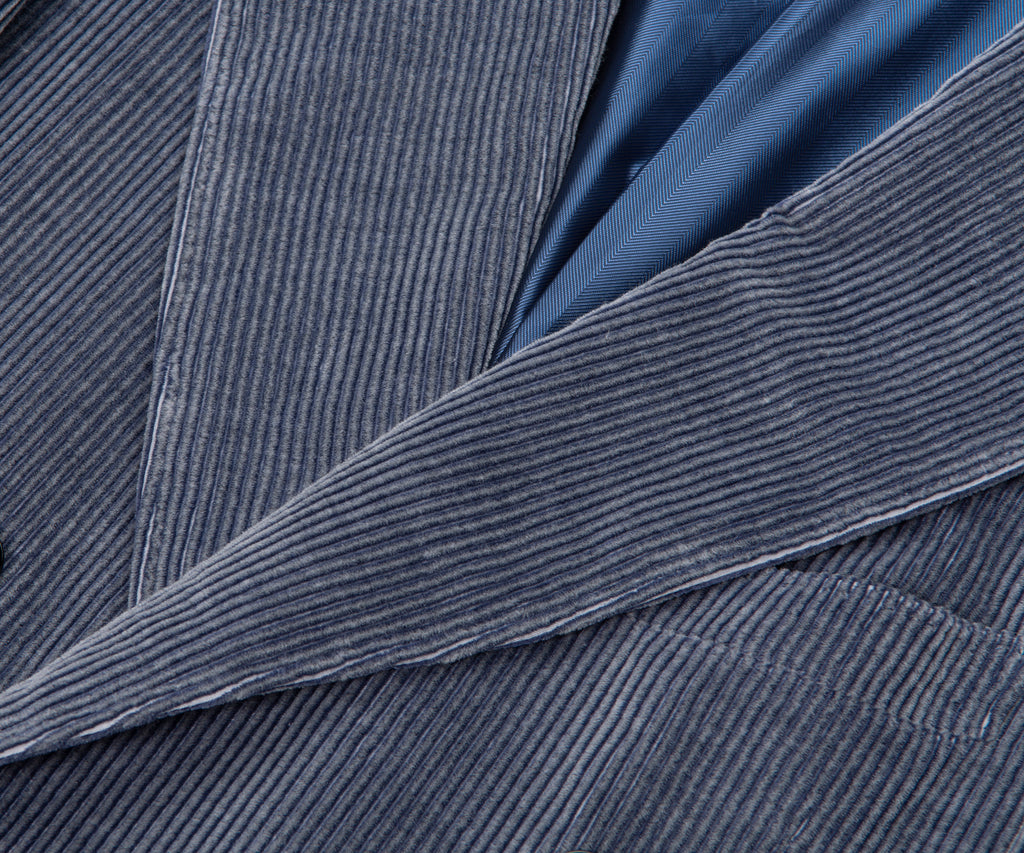 Canali Double Breasted Corduroy Suit Blue
