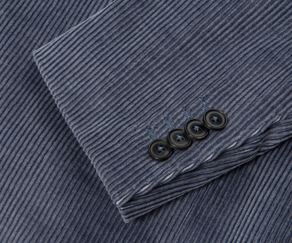 Canali Double Breasted Corduroy Suit Blue