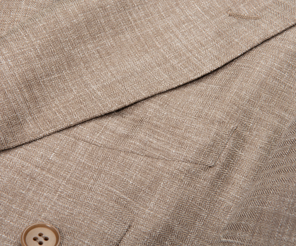 Canali DB Herringbone Linen Weave Jacket Beige