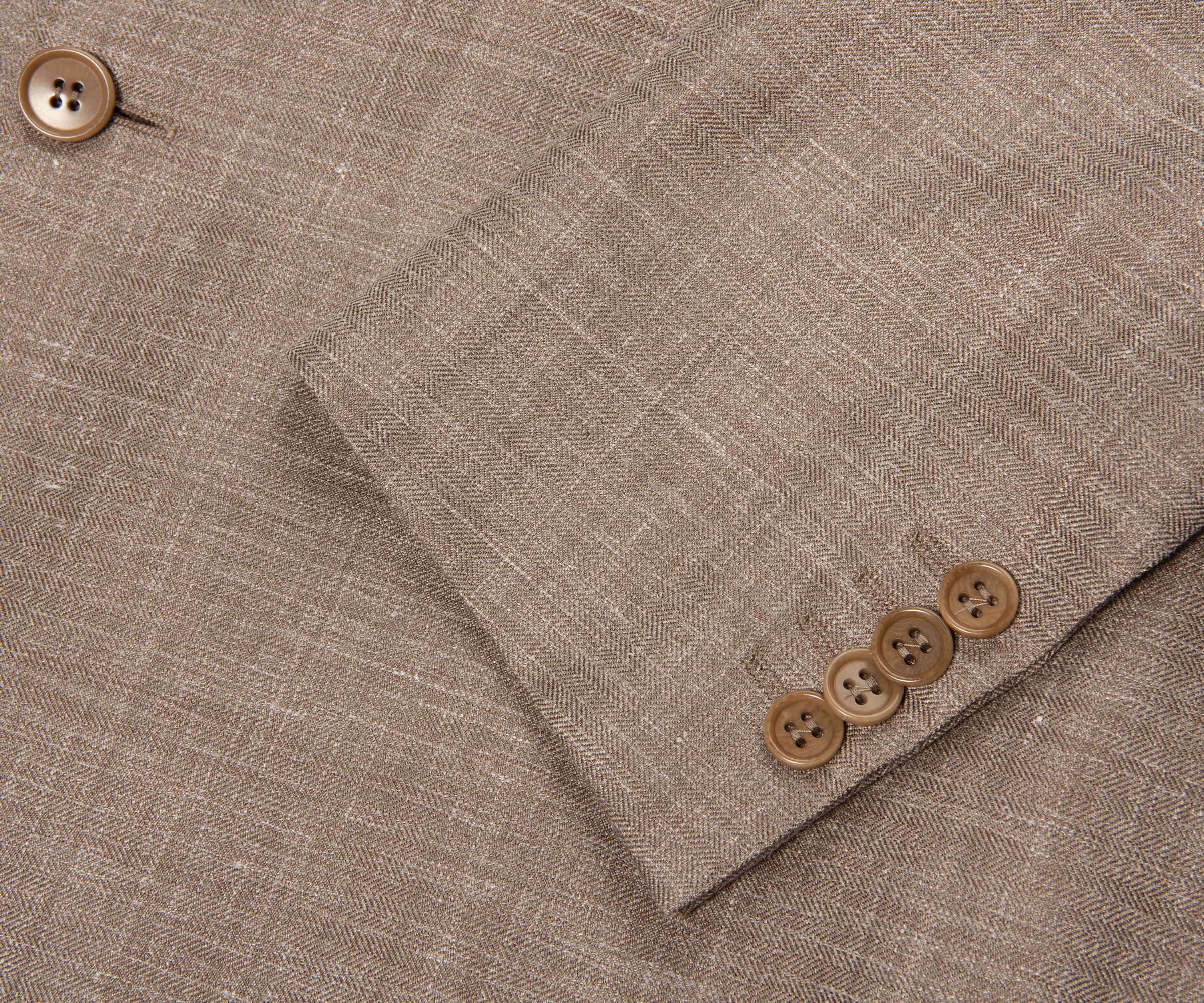 Canali DB Herringbone Linen Weave Jacket Beige