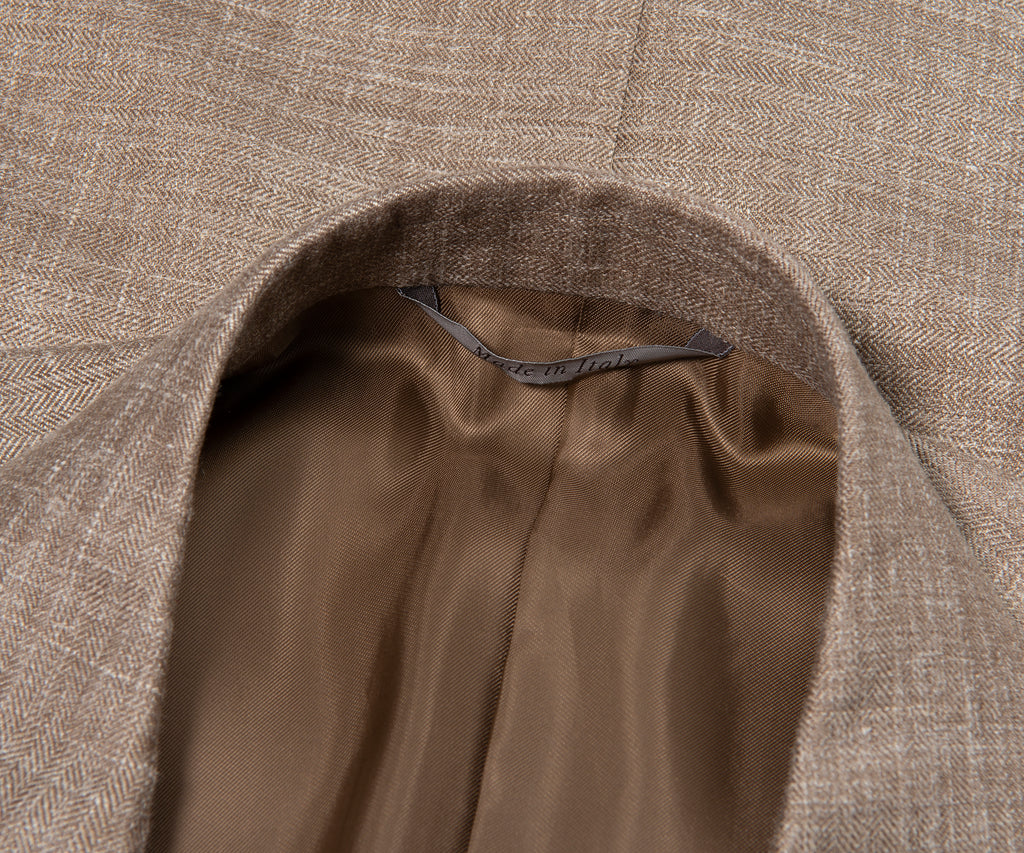Canali DB Herringbone Linen Weave Jacket Beige