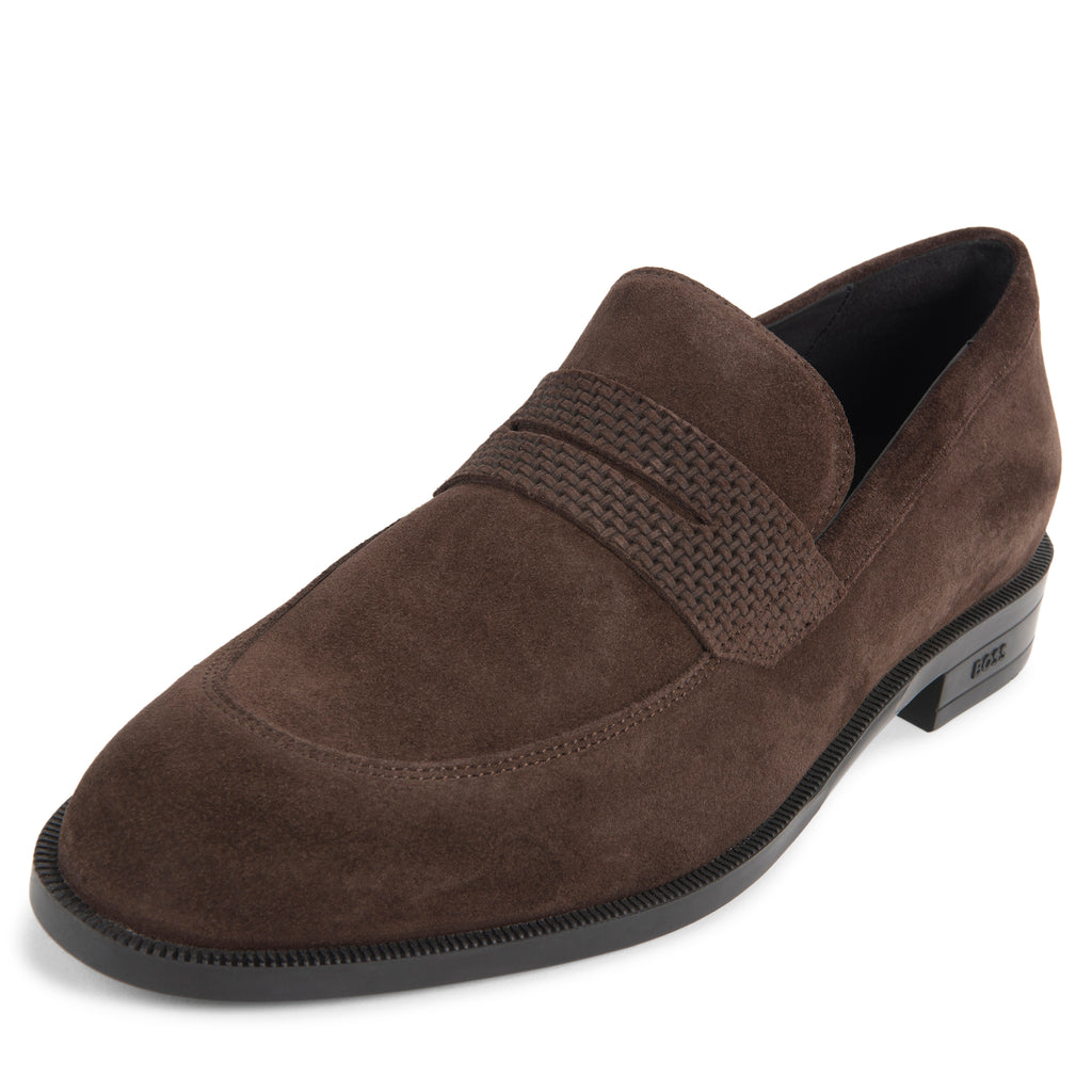 Boss Brown Tayil Suede Textured Loafers