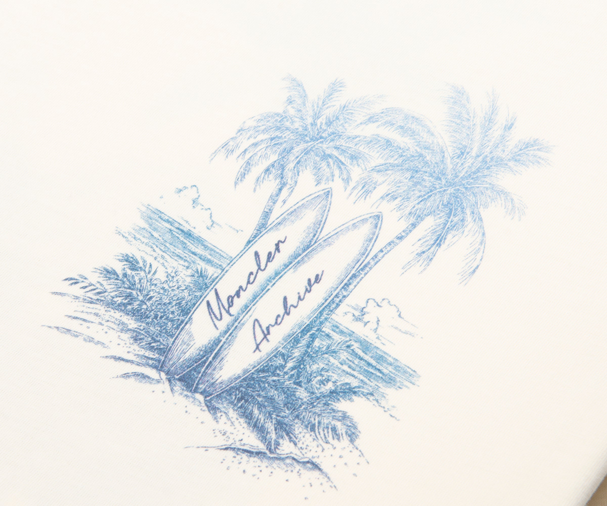 Moncler Cream/Blue Paradise Archive Print SS T-Shirt