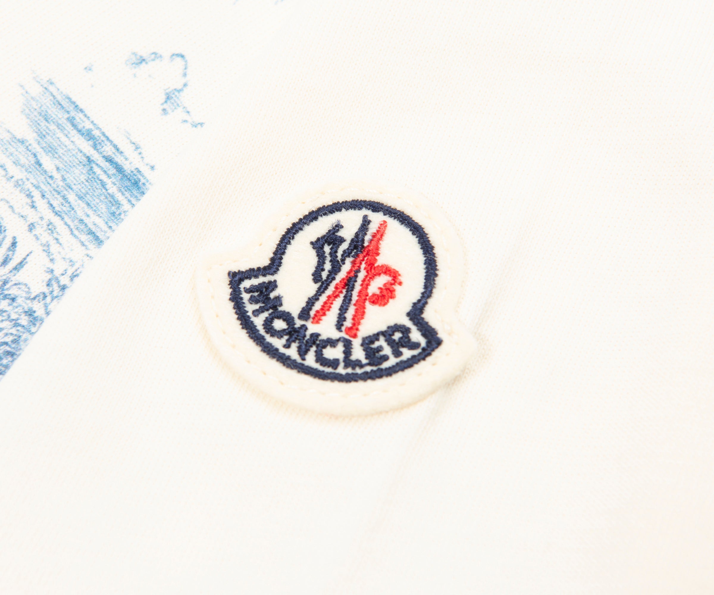 Moncler Cream/Blue Paradise Archive Print SS T-Shirt