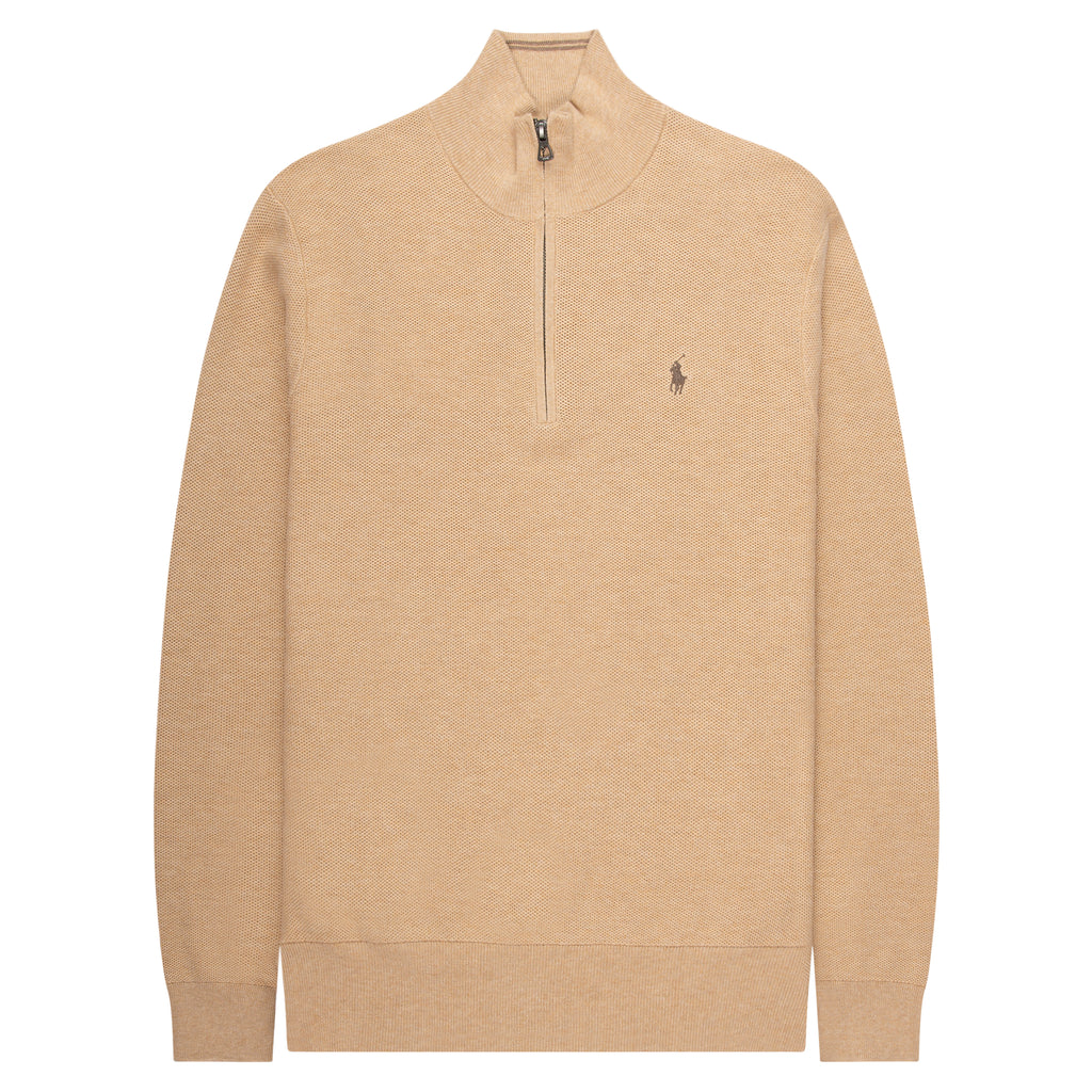 Ralph Lauren Beige Waffle Knit 1/4 Zip Sweater