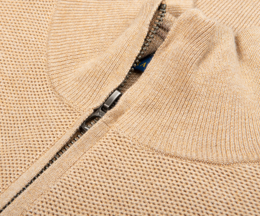 Ralph Lauren Beige Waffle Knit 1/4 Zip Sweater