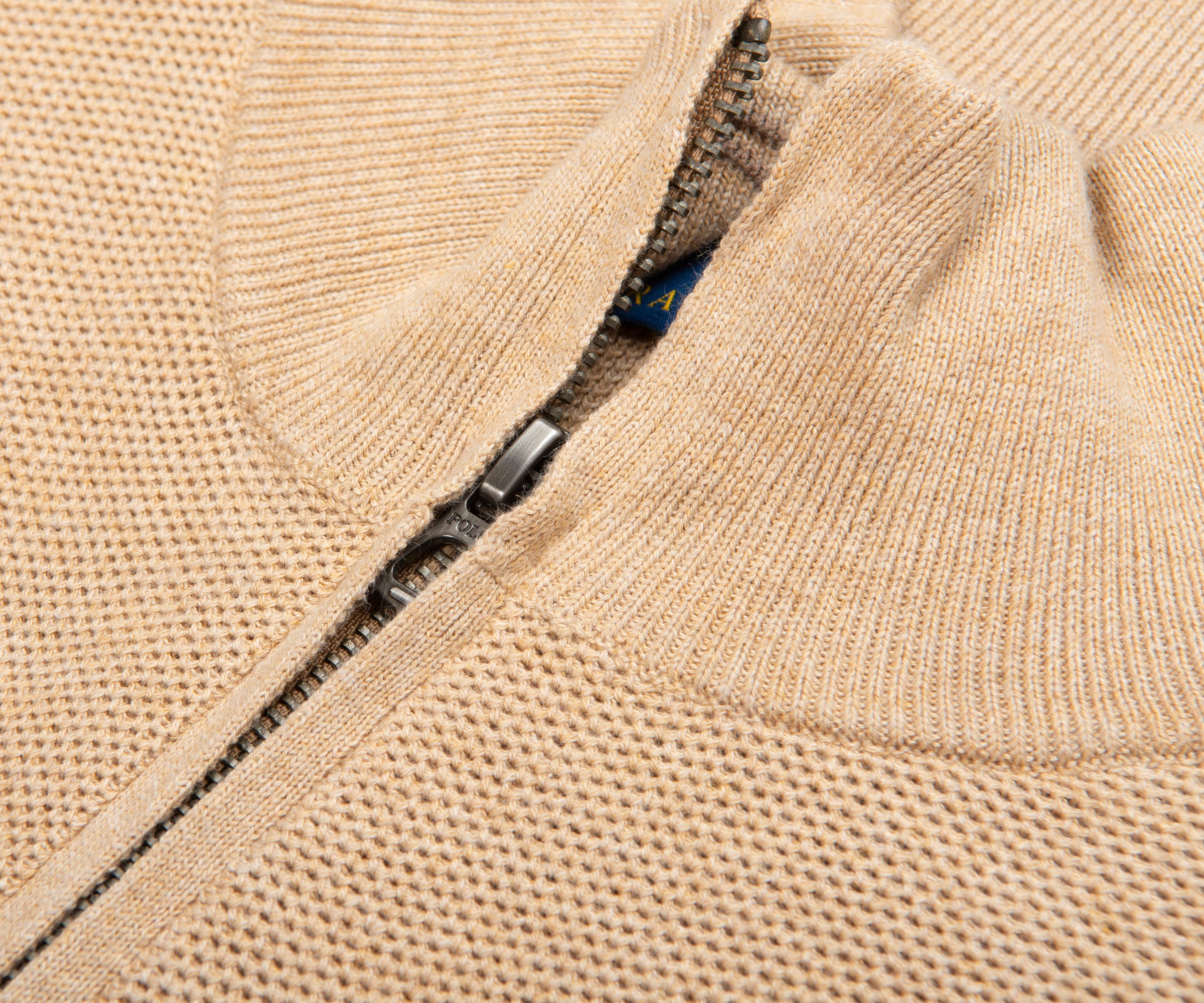 Ralph Lauren Beige Waffle Knit 1/4 Zip Sweater