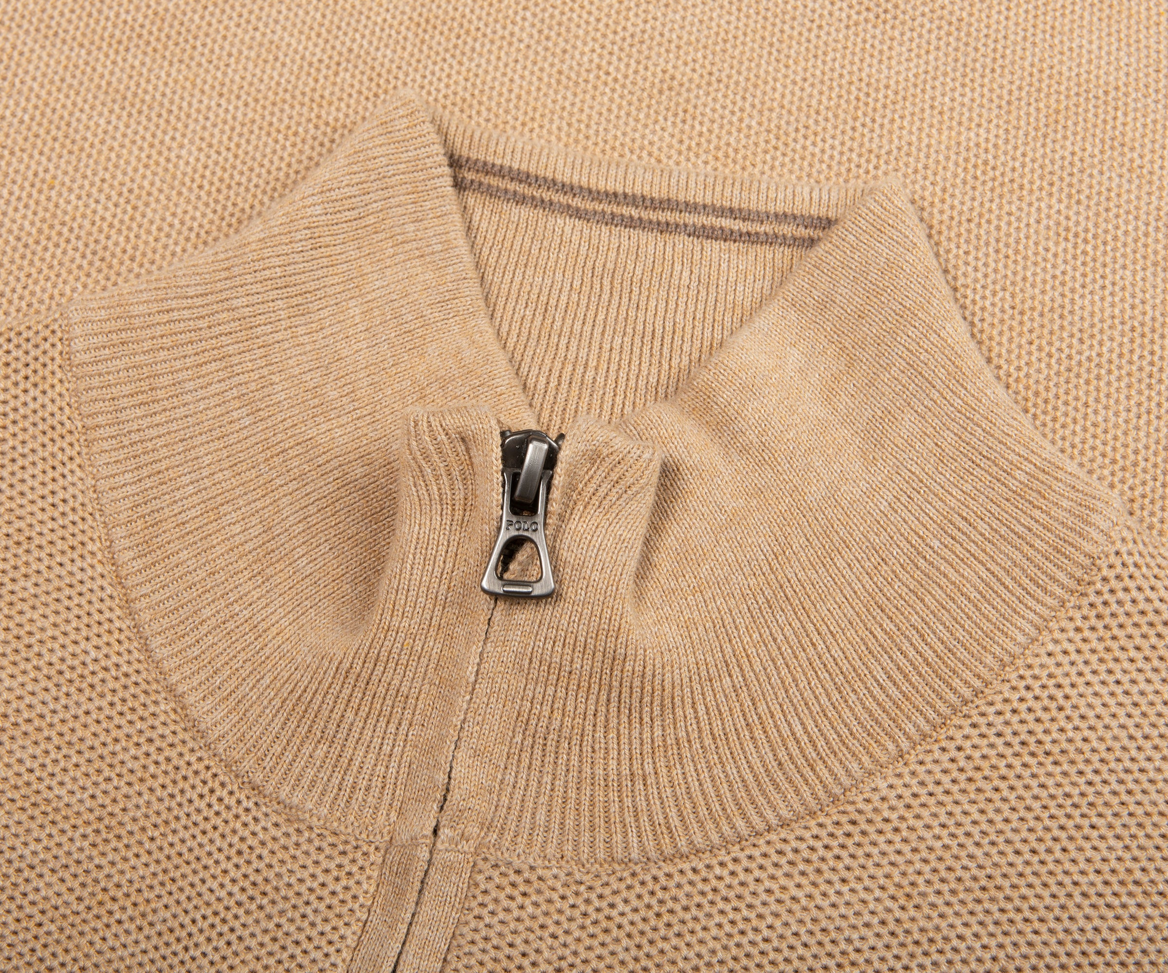Ralph Lauren Beige Waffle Knit 1/4 Zip Sweater