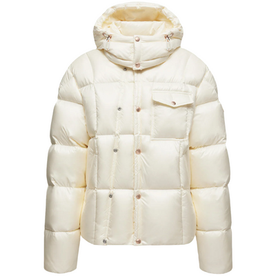 Moncler Serfanto Off White Nylon Hooded Down Jacket