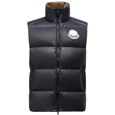 Moncler Lipsi Navy/Green Felt Logo Gilet