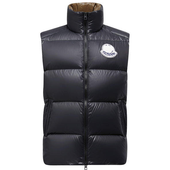 Moncler Lipsi Navy/Green Felt Logo Gilet