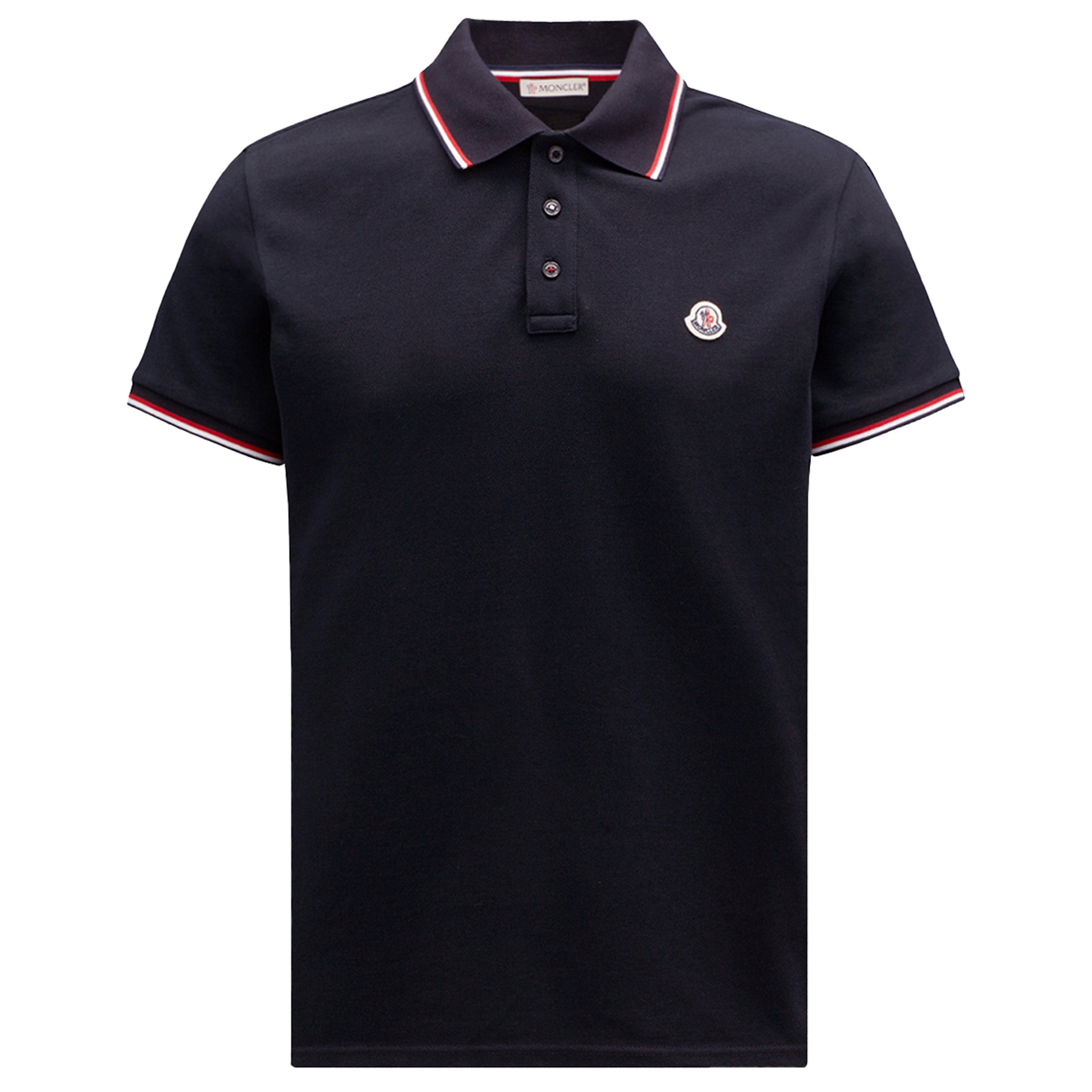 Moncler Classic Navy Tricolour-Trimmed Polo
