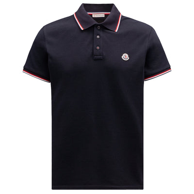 Moncler Classic Navy Tricolour-Trimmed Polo