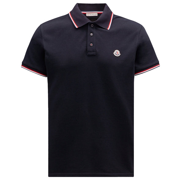 Moncler Classic Navy Tricolour-Trimmed Polo