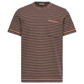 Moncler Navy/ Rust Striped Leather Pocket T-Shirt