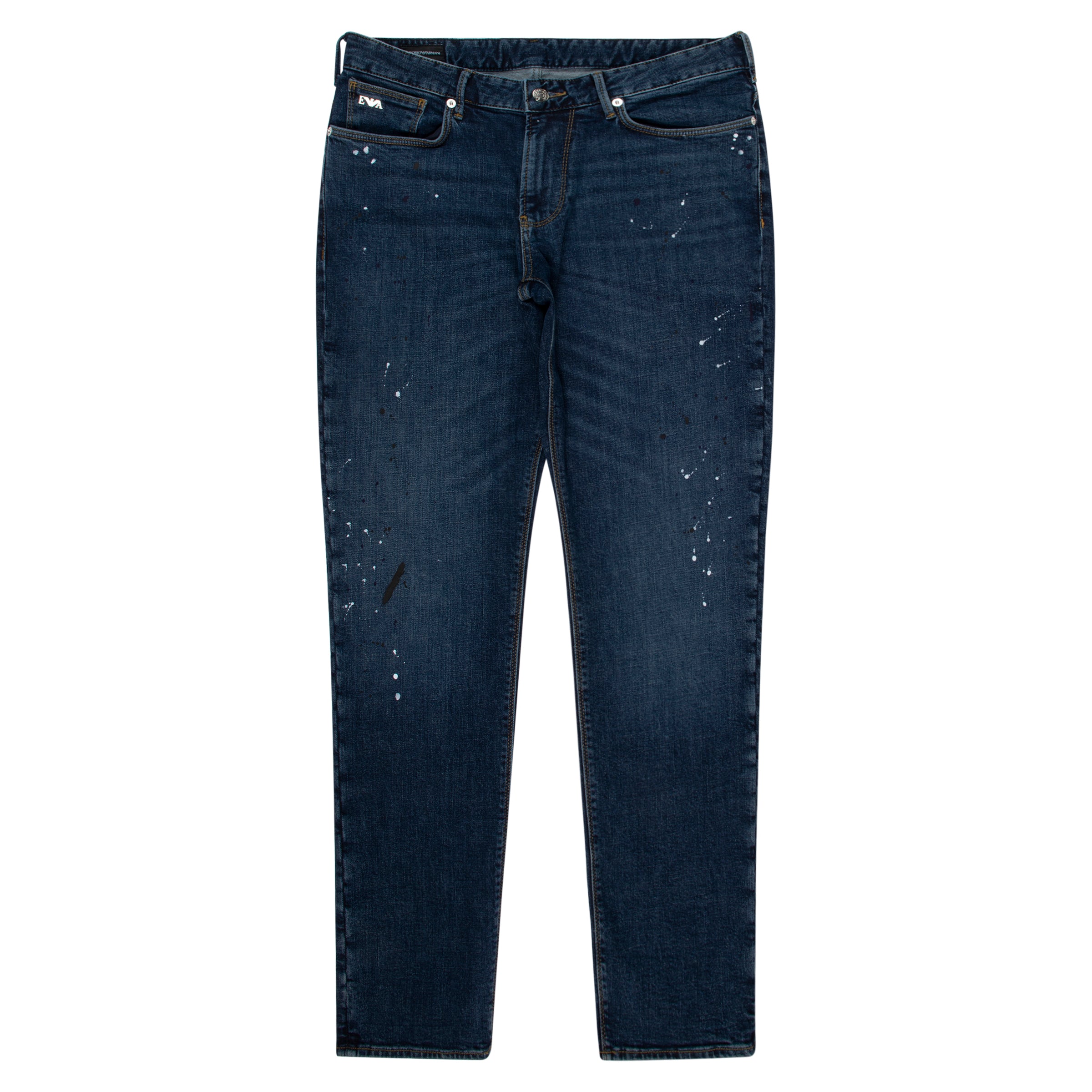 Emporio Armani J06 Paint Splattered Jeans Blue