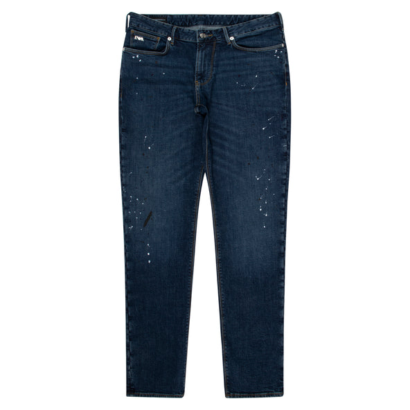 Emporio Armani J06 Paint Splattered Jeans Blue