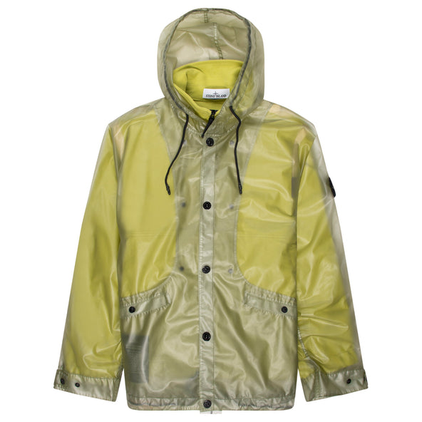 Stone Island hooded jacket with translucent polyurethane shell and detachable cotton moleskin lining, offering versatile layered styling t Pockets